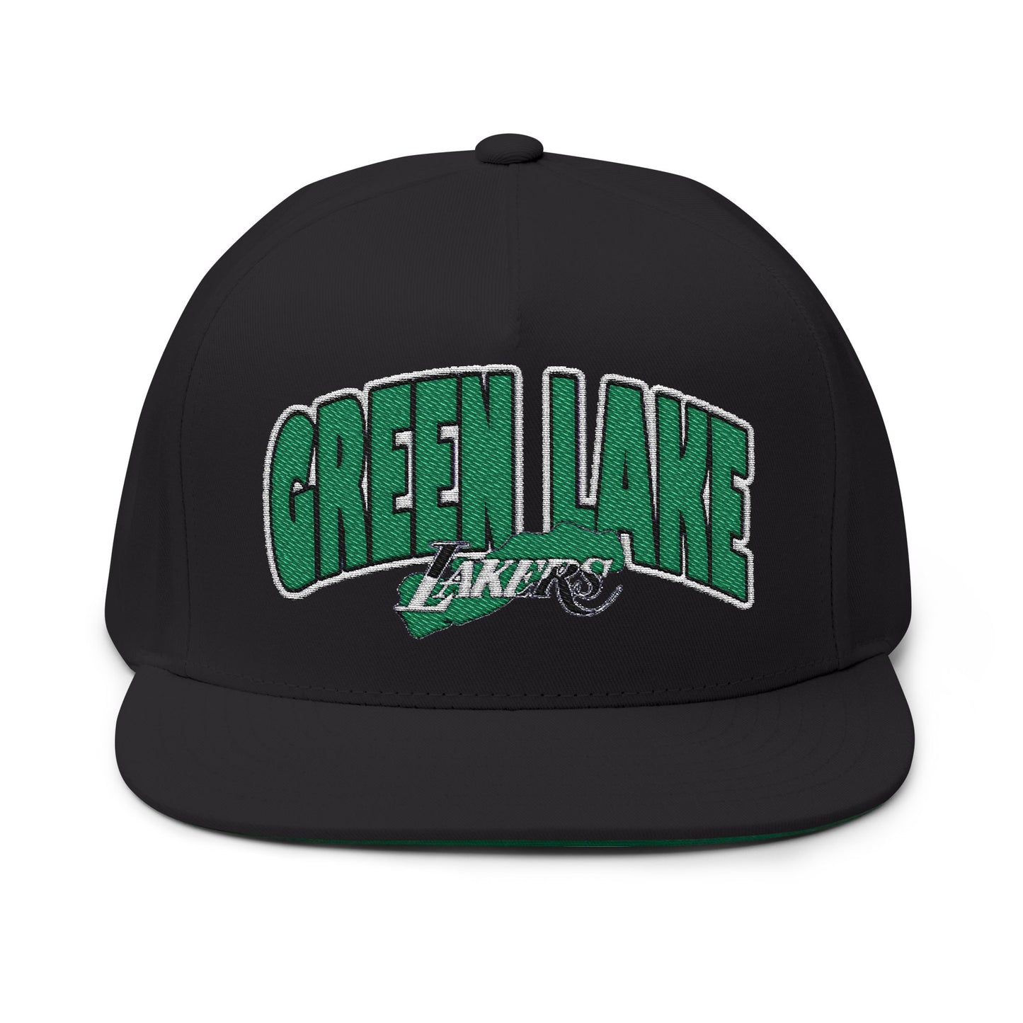 Vintage Green Lake Lakers Logo Flat Bill Cap